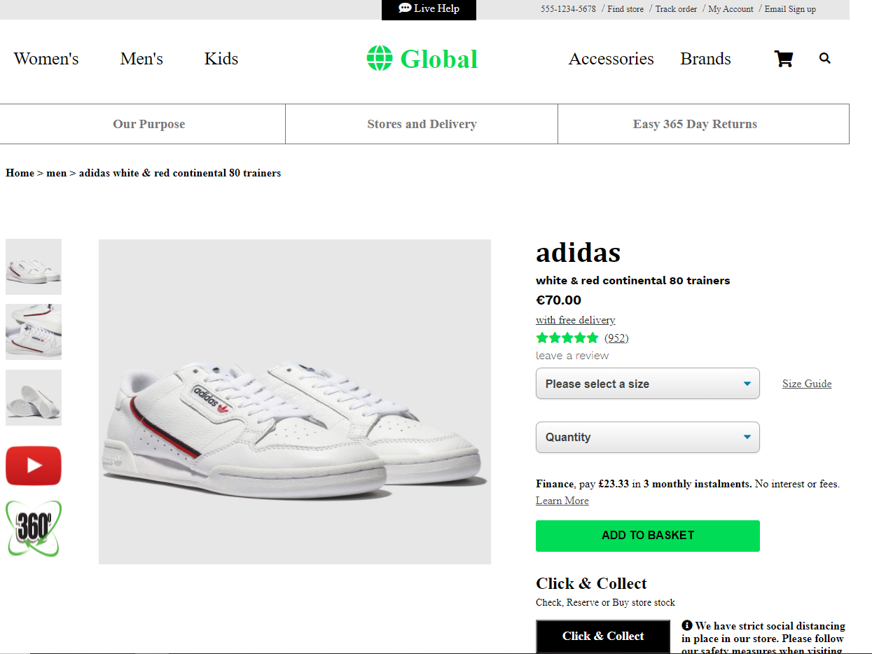 Global shoes website